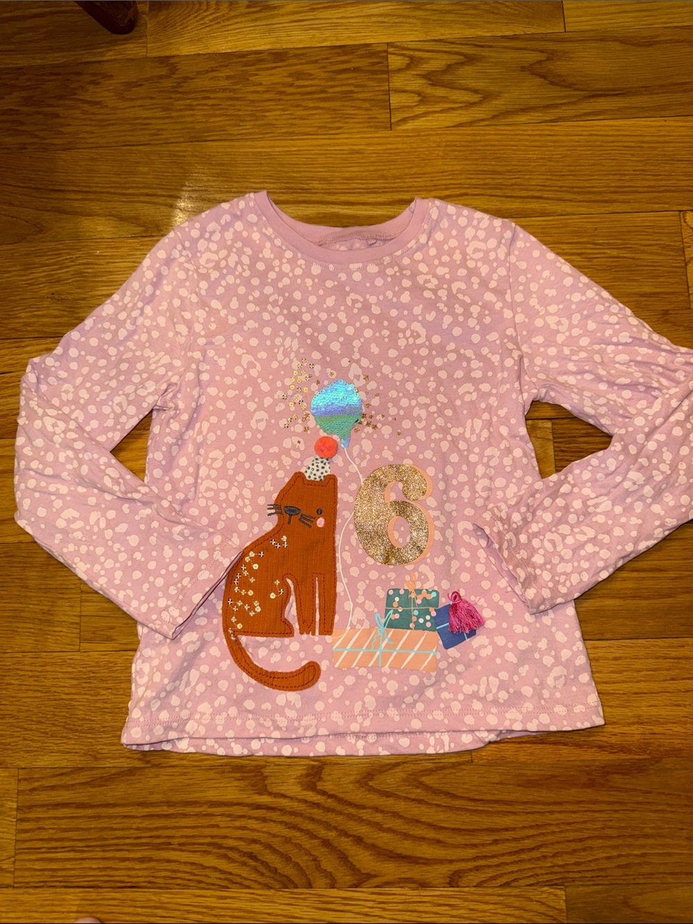next Pink Long-Sleeve Cat & Balloons Graphic Top